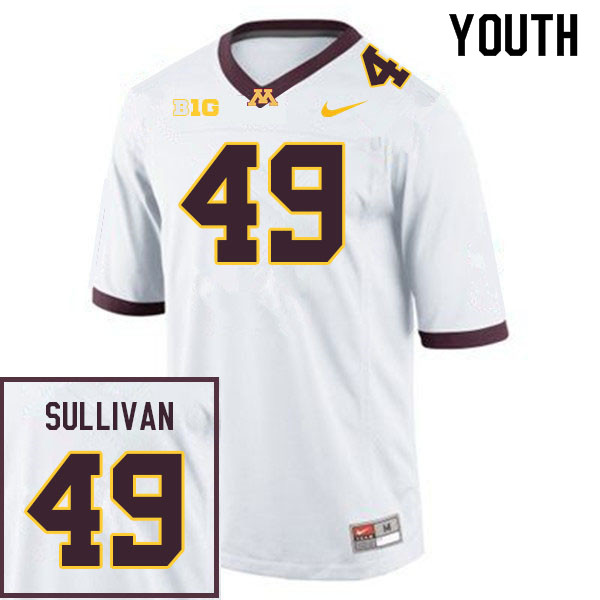 Youth #49 Austin Sullivan Minnesota Golden Gophers College Football Jerseys Sale-White
